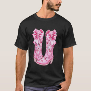 Kowgirl-Stiefel Rosa Baby-Schleife Preppy y2k Coqu T-Shirt