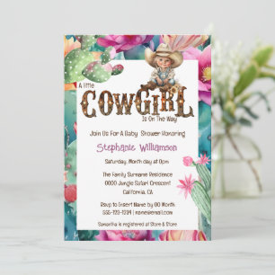 Kowgirl-Themen-Baby-Party-Kaktus-Mädchen Einladung