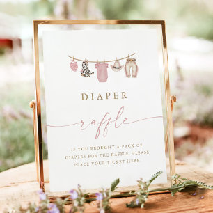 Kowgirl-Wäscheleine-Baby-Shower-Windel-Raffle-Schi Poster