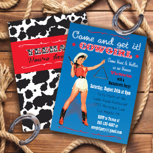 Kowgirl-Western-Junggesellinnenabschied / Hochzeit Einladung