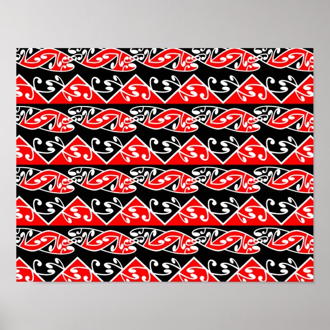 Kowhaiwhai Traditioneller Maori Koru Muster Poster (Vorne)