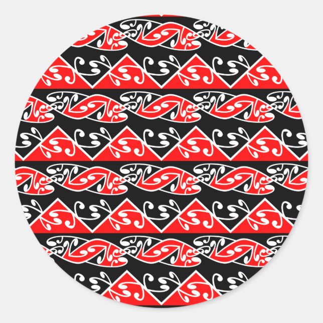 Kowhaiwhai Traditioneller Maori Koru Muster Runder Aufkleber (Vorderseite)