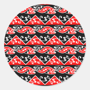 Kowhaiwhai Traditioneller Maori Koru Muster Runder Aufkleber