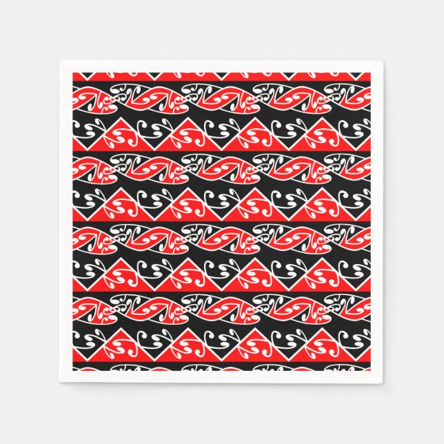 Kowhaiwhai Traditioneller Maori Koru Muster Serviette (Vorderseite)