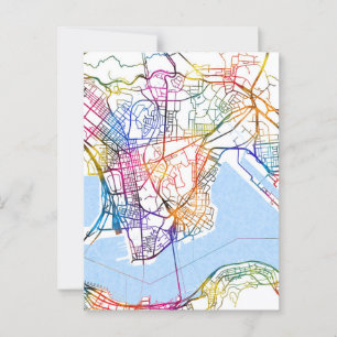Kowloon Hong Kong City Map Postkarte