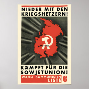 KPD-Wahlplakat Nieder mit den Kriegshetzern Poster