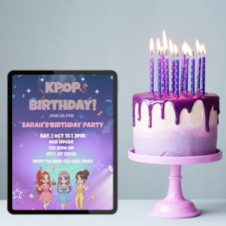 KPOP Birthday, Color the back! Einladung