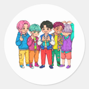 KPOP Boyband Herz Runder Aufkleber