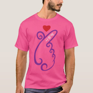 Kpop Finger Heart Lila koreanischer Pop Music Fan T-Shirt