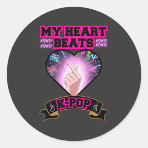 KPop Heart Korea Flag Snap Hand Music Symbol Runder Aufkleber