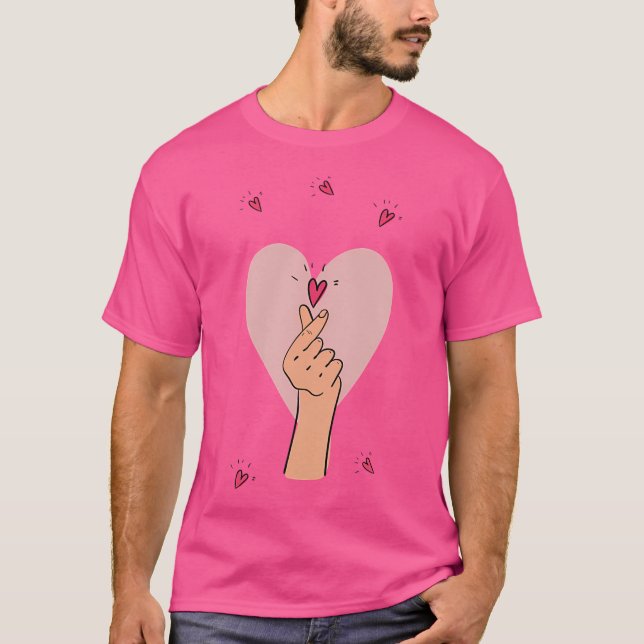 Kpop Heart Liebe T-Shirt Finger Crossed K-Drama K- (Vorderseite)
