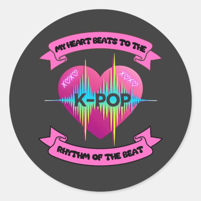KPop Heart Sound Rhythm Music Beat Design Runder Aufkleber (Vorderseite)