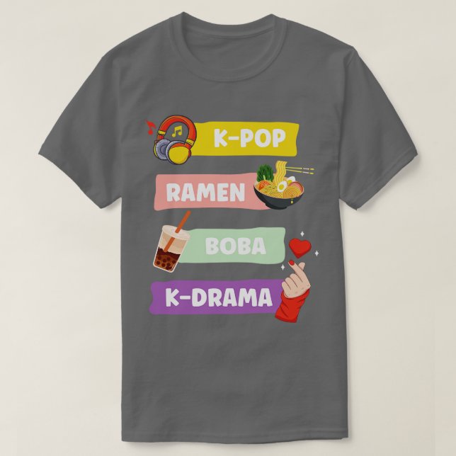 Kpop Ramen Boba KDrama Südkoreanische Fangeschenke T-Shirt (Design vorne)