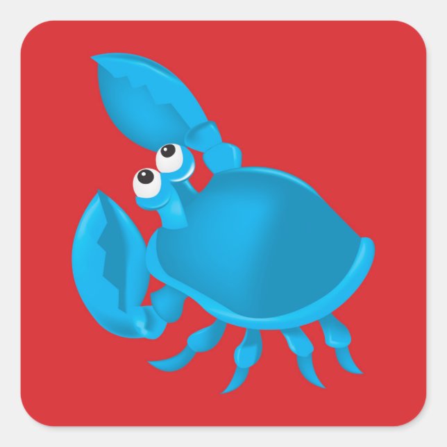 Krabbe aus Cartoon Quadratischer Aufkleber (Vorderseite)