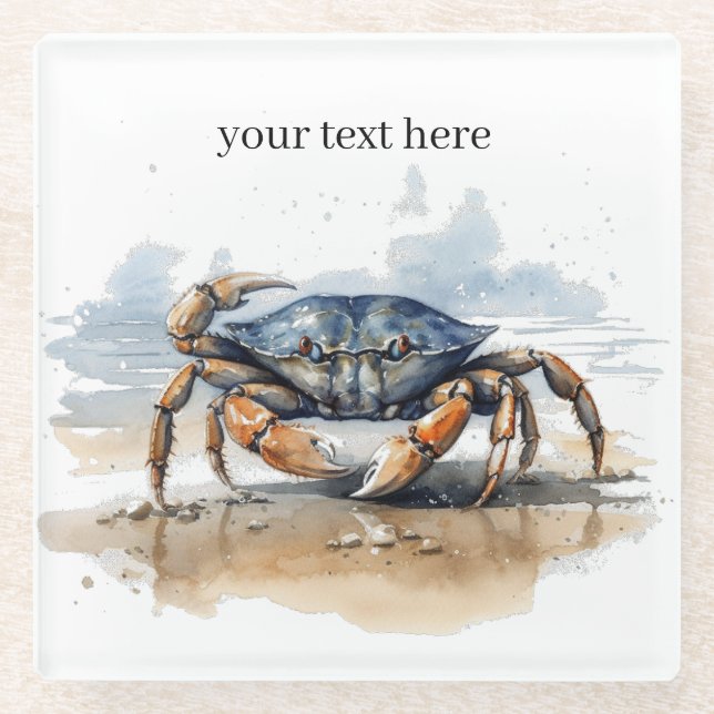 Krabbe, die am Strand läuft, individuell einstellb Glasuntersetzer (Vorderseite)