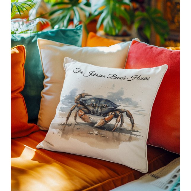 Krabbe, die am Strand läuft, individuell einstellb Kissen (Von Creator hochgeladen)