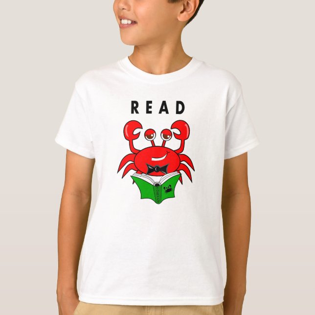 Krabbe, die einen Buch-T - Shirt liest (Vorderseite)