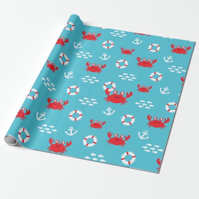 Krabbe mit Lifebuoy Geschenkpapier (Ungerollt)