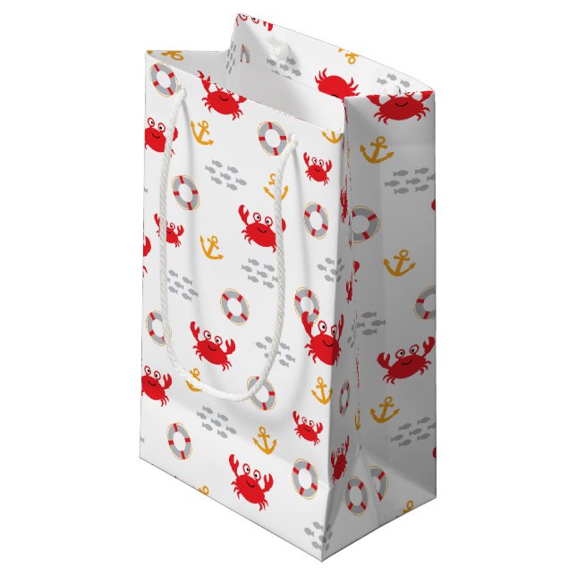 Krabbe mit Lifebuoy Kleine Geschenktüte (Vorderseite Schrägansicht)