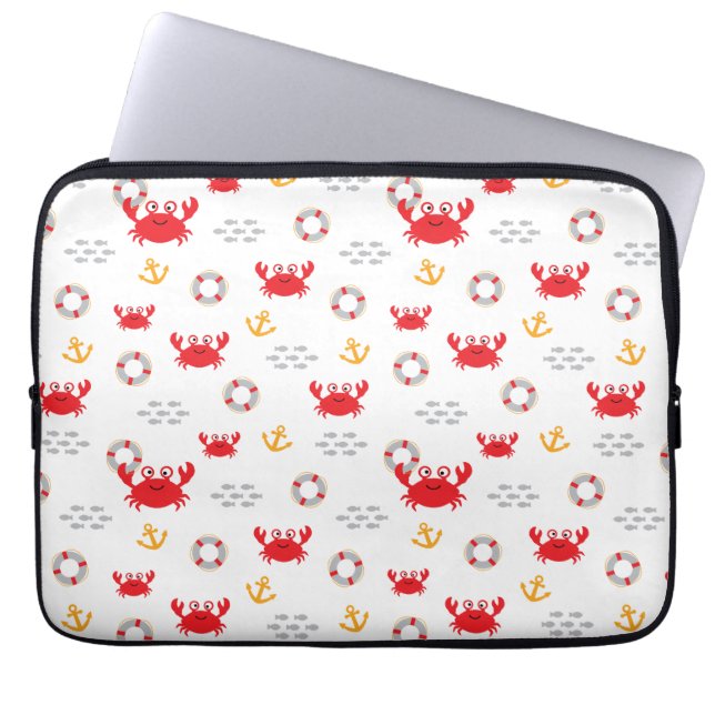 Krabbe mit Lifebuoy Laptopschutzhülle (Vorderseite)