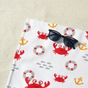 Krabbe mit Lifebuoy Strandtuch