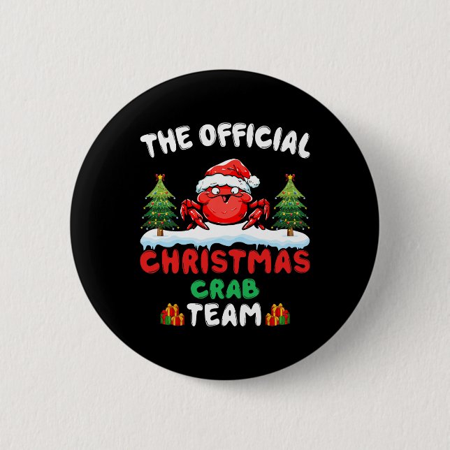 Krabbe mit Weihnachtsmannmütze Xmas-Feiertag Weihn Button (Vorderseite)