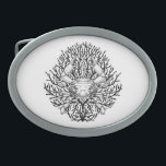 Krabbe Ovale Gürtelschnalle<br><div class="desc">Schwarz-Weiß-zeichn einer Krabbe auf Algen</div>