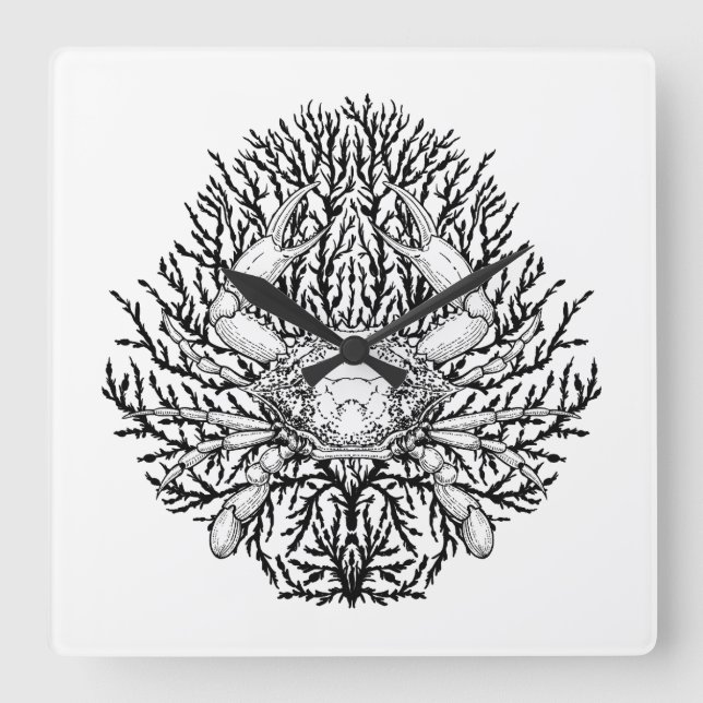 Krabbe Quadratische Wanduhr (Vorderseite)