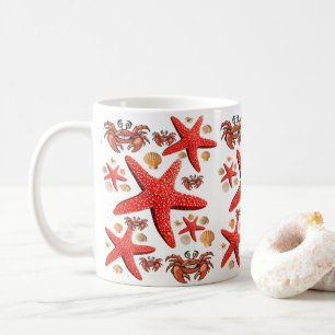 Krabbe, Seestern Weiße Tasse