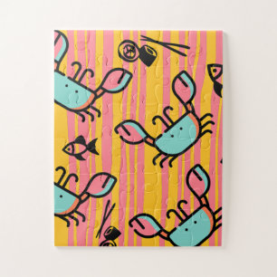 Krabben-Meeresfrüchte-Pink-Gelb-Bunt für Kinder  Puzzle