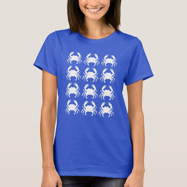 Krabben-Pixelmuster-Wiederholung T-Shirt (Vorderseite)