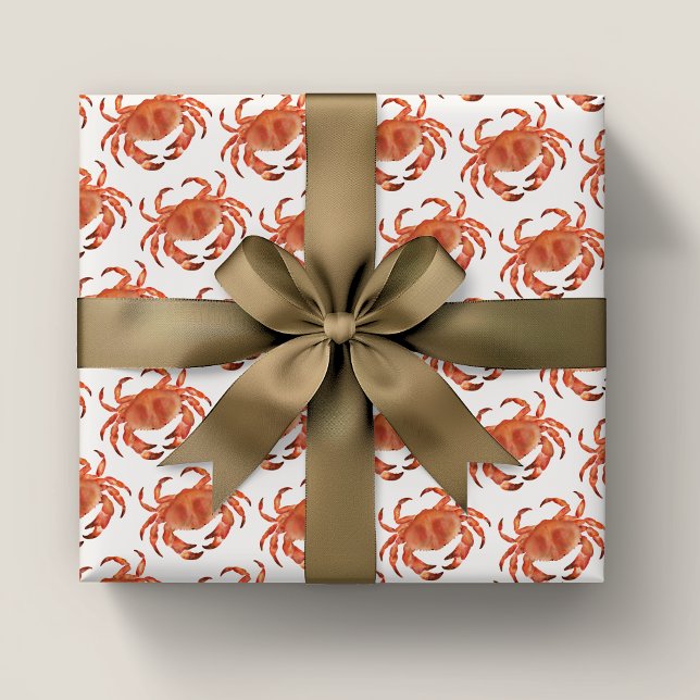 Krabben Strand Muster Geschenkpapier (Brown crab crustacean wrapping paper rolls)