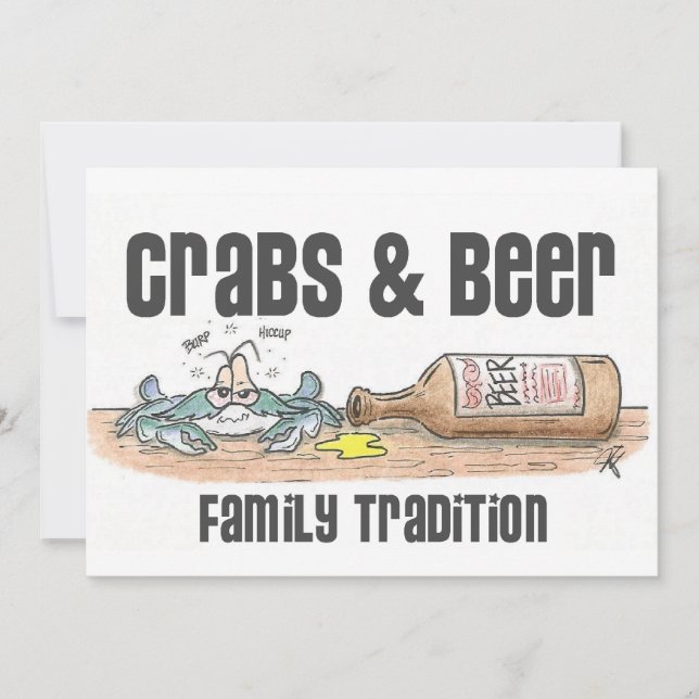 Krabben u. Bier-Familien-Traditions-Einladungen Einladung (Vorderseite)