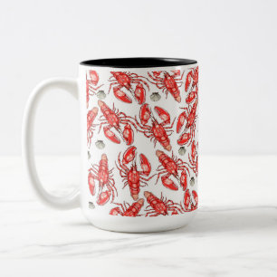 Krabben und Hummer. Meeresfrüchte. Zweifarbige Tasse