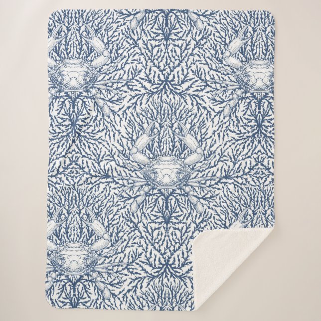 Krabben und Meeresalgen, Küstensommer in Weiß und  Sherpadecke (Vorderseite)