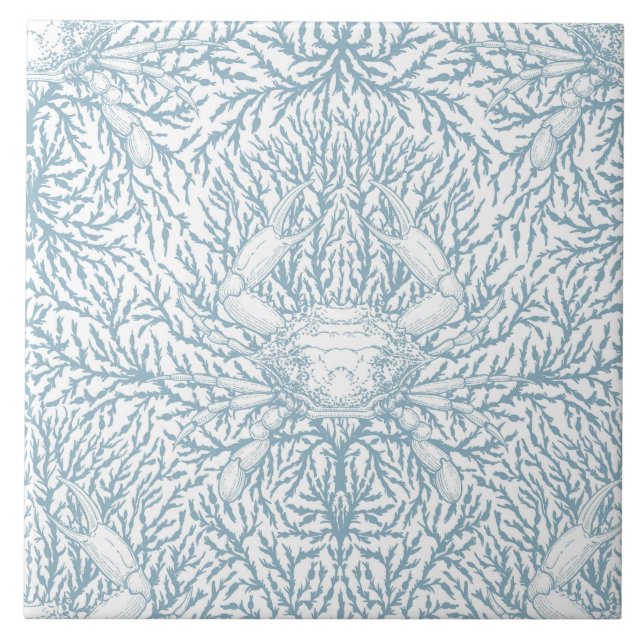 Krabben und Meeresalgen, Sommer an der Küste in we Fliese (Vorderseite)