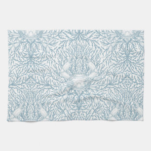 Krabben und Meeresalgen, Sommer an der Küste in we Geschirrtuch