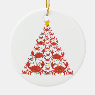 Krabben-Weihnachtsbaum-Santa-Hut-Weihnachtsbeleuch Keramik Ornament