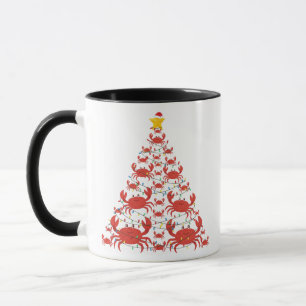 Krabben-Weihnachtsbaum-Santa-Hut-Weihnachtslichter Tasse