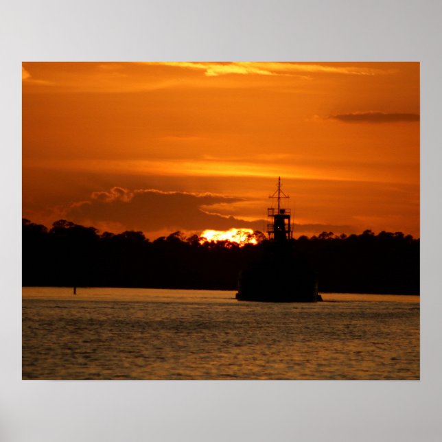 Krabbenboot im Sonnenuntergang an der Bucht 16x20 Poster (Vorne)