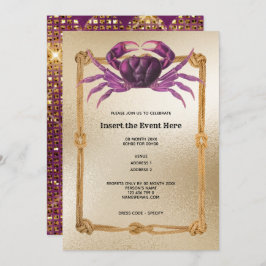 Krabbendraht magenta pinkfarbener Glitzer nautisch Einladung