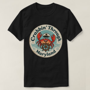 Krabbenfischen in Maryland: Vintage-Küstenkunst T-Shirt