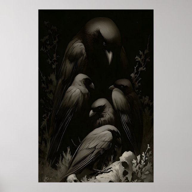 Krabbensammel-Poster Dark Academia, Gothic-Wand Poster (Vorne)