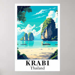 Krabi Thailand Vintage Reise Kunst Druck Poster