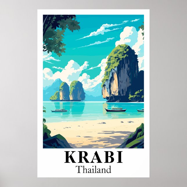 Krabi Thailand Vintage Travel Art Print Poster (Vorne)