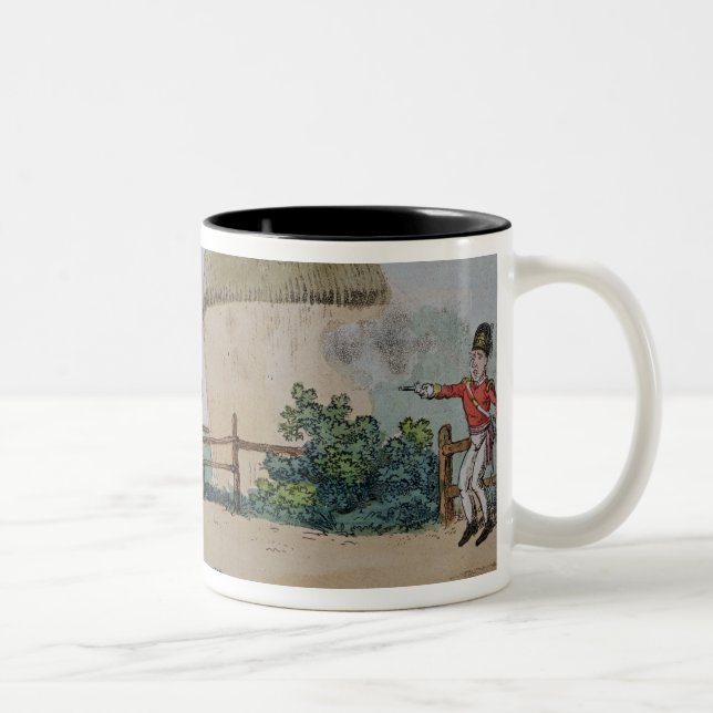 Krach, der ein Duell kämpft Zweifarbige Tasse (Rechts)