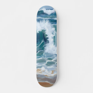 Krachende Ozeanwellen Küstengestaltung Blaue Aqu Skateboard
