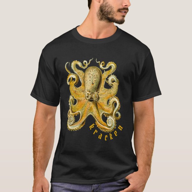 Kracken Octopus Tiefseemonster T-Shirt (Vorderseite)