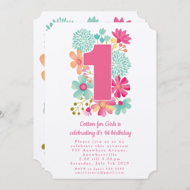 Kraft 1 Geburtstag Unternehmen Party Einladung (Vorne/Hinten)