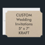 KRAFT 7" x 5" Ticket Hochzeitseinladungen Einladung<br><div class="desc">KRAFT 7" x 5" Ticket Form Wedding Einladungen Erdtonpapier mit einer schön glatten Textur Oberfläche. Dieses umweltfreundliche Naturpapier wird in einem Familienbetrieb aus 100% erneuerbaren Energien hergestellt. 30 % Inhalt nach dem Endverbraucher (gerecycelt). 100lb Karte,  14 Punkte dicke Karte.</div>